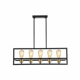 Main image of Black Metal Cuboid Kitchen Island Chandelier Ceiling Light with 5xE27 | TEKLED 156-19534