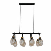 Main image of Amber Glass Black Metal Island Chandelier with 8xE27 Fitting | TEKLED 158-19574
