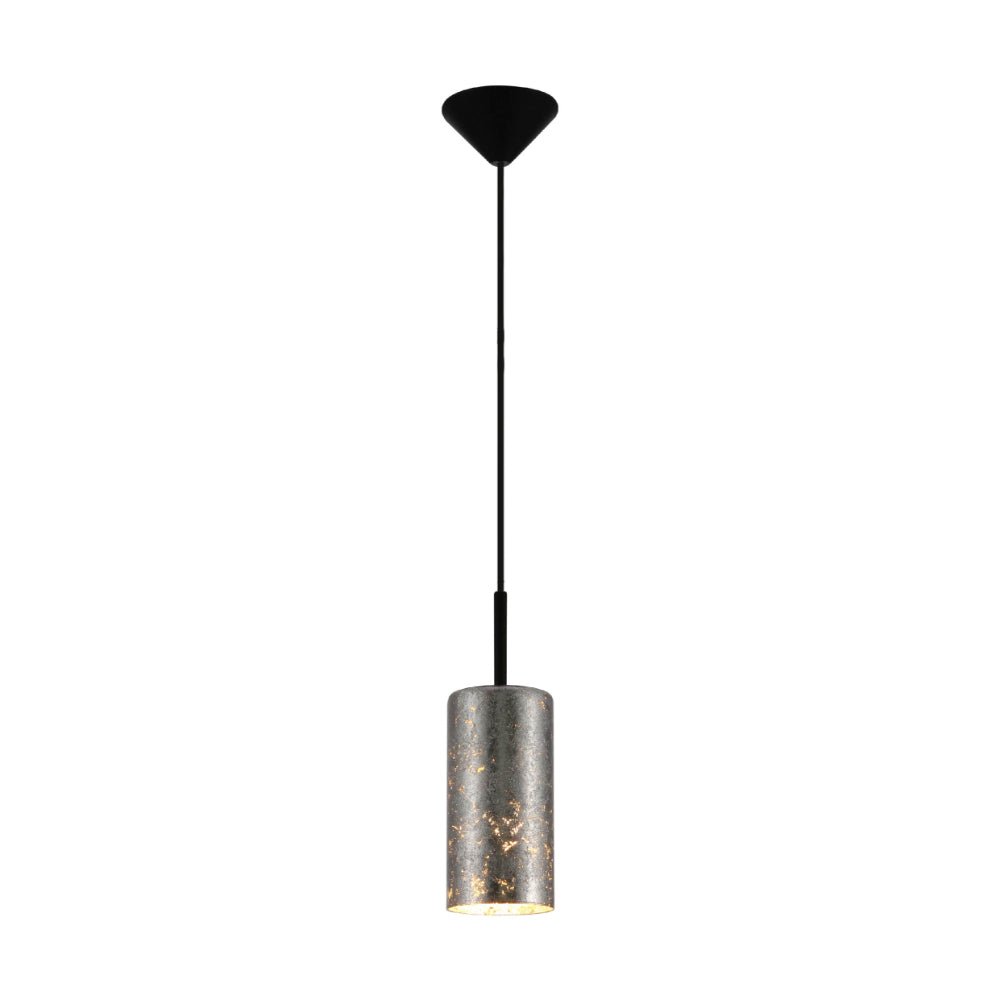 Main image of Nebula Silver Cylinder Glass Pendant Ceiling Light with E27 Fitting | TEKLED 158-19762