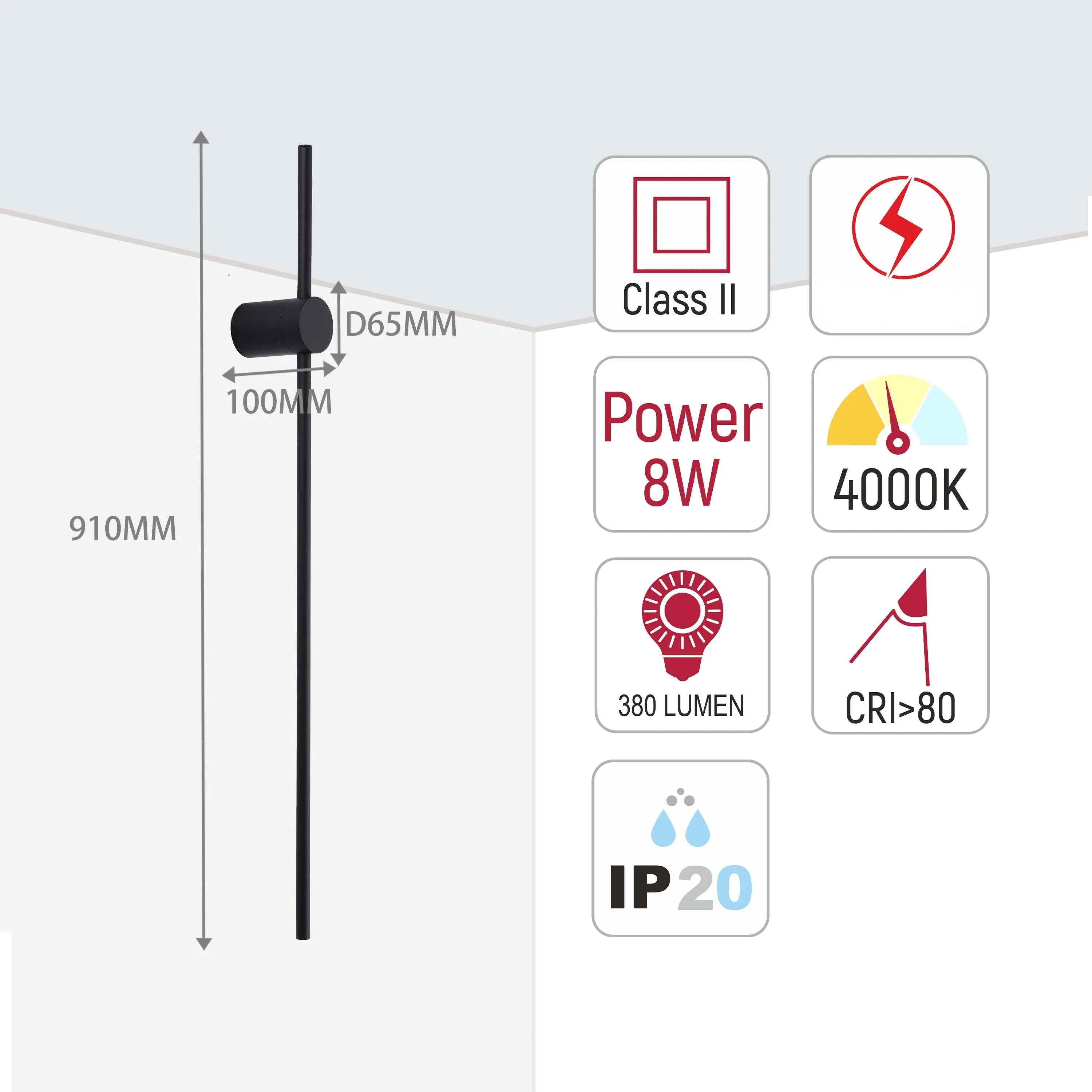 Aplique de Pared Minimalista en Negro o Dorado con LED Integrado