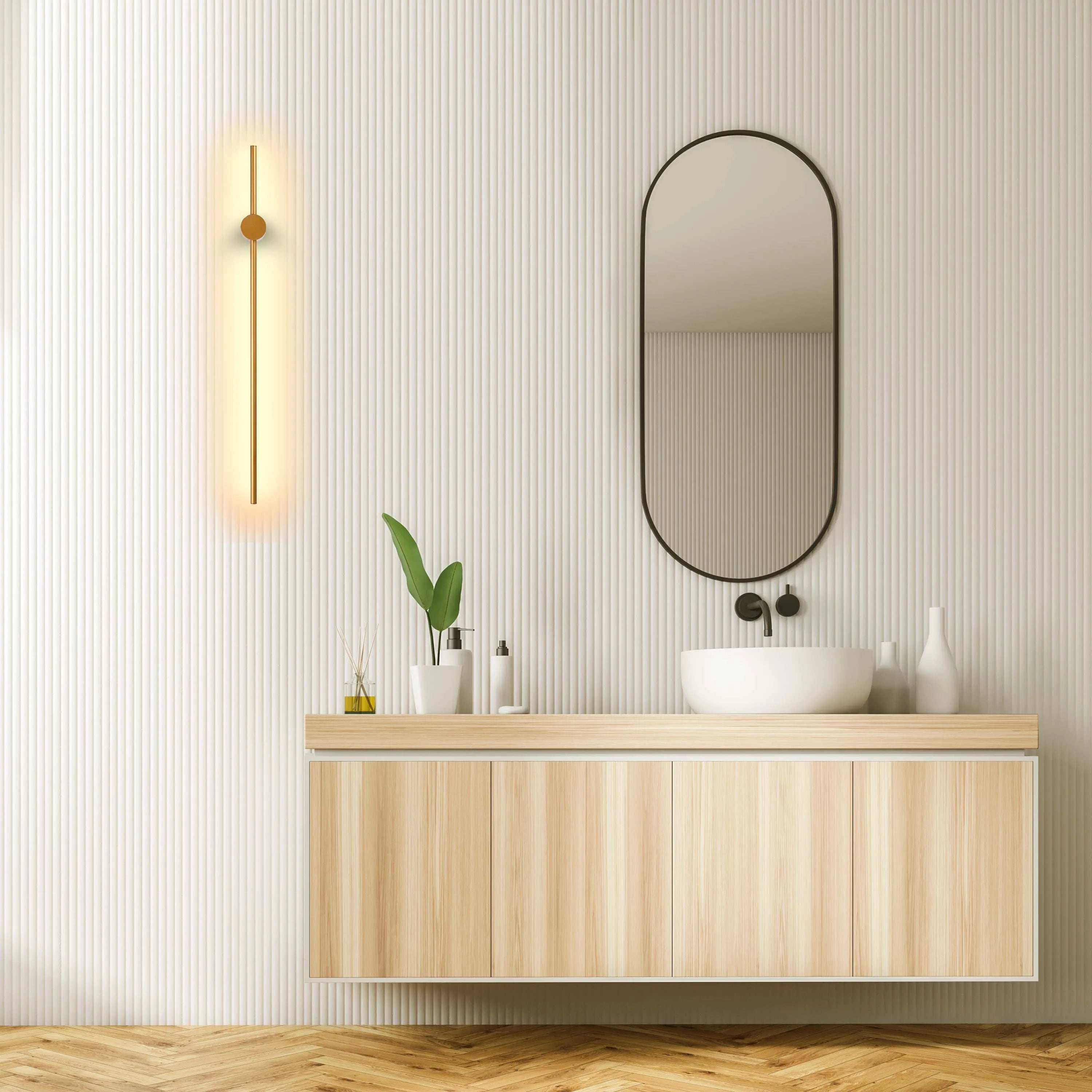 Aplique de Pared Minimalista en Negro o Dorado con LED Integrado