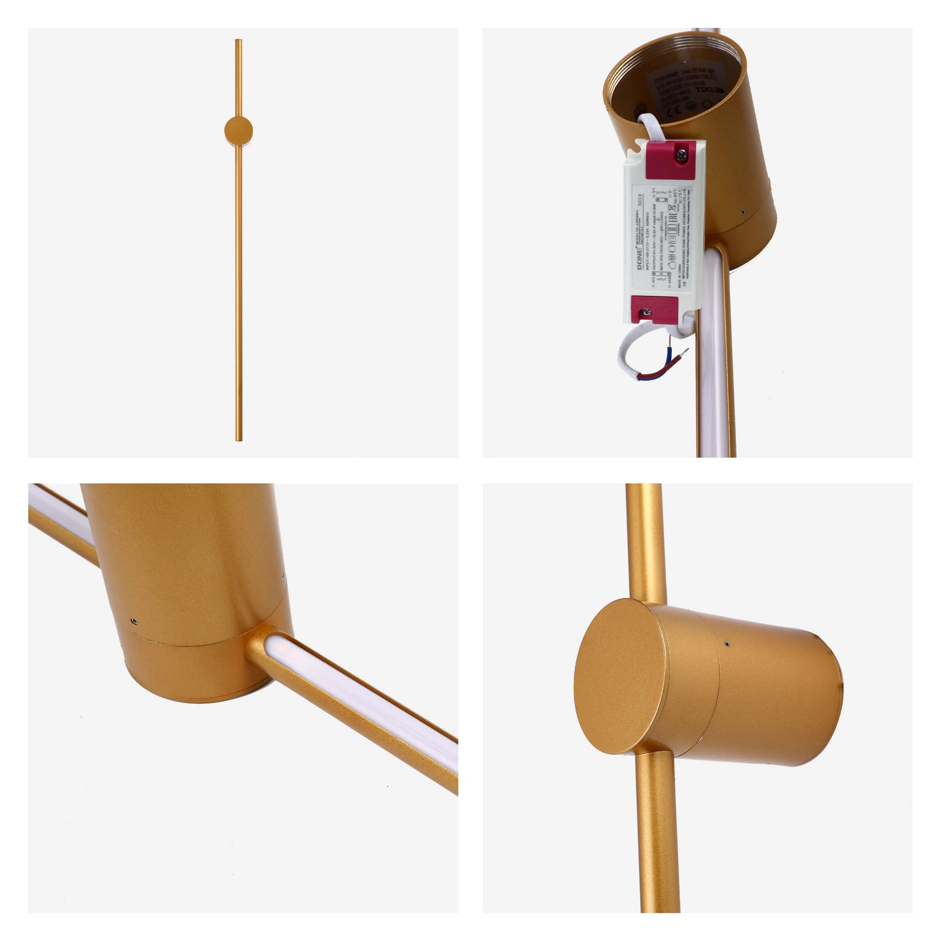 Aplique de Pared Minimalista en Negro o Dorado con LED Integrado