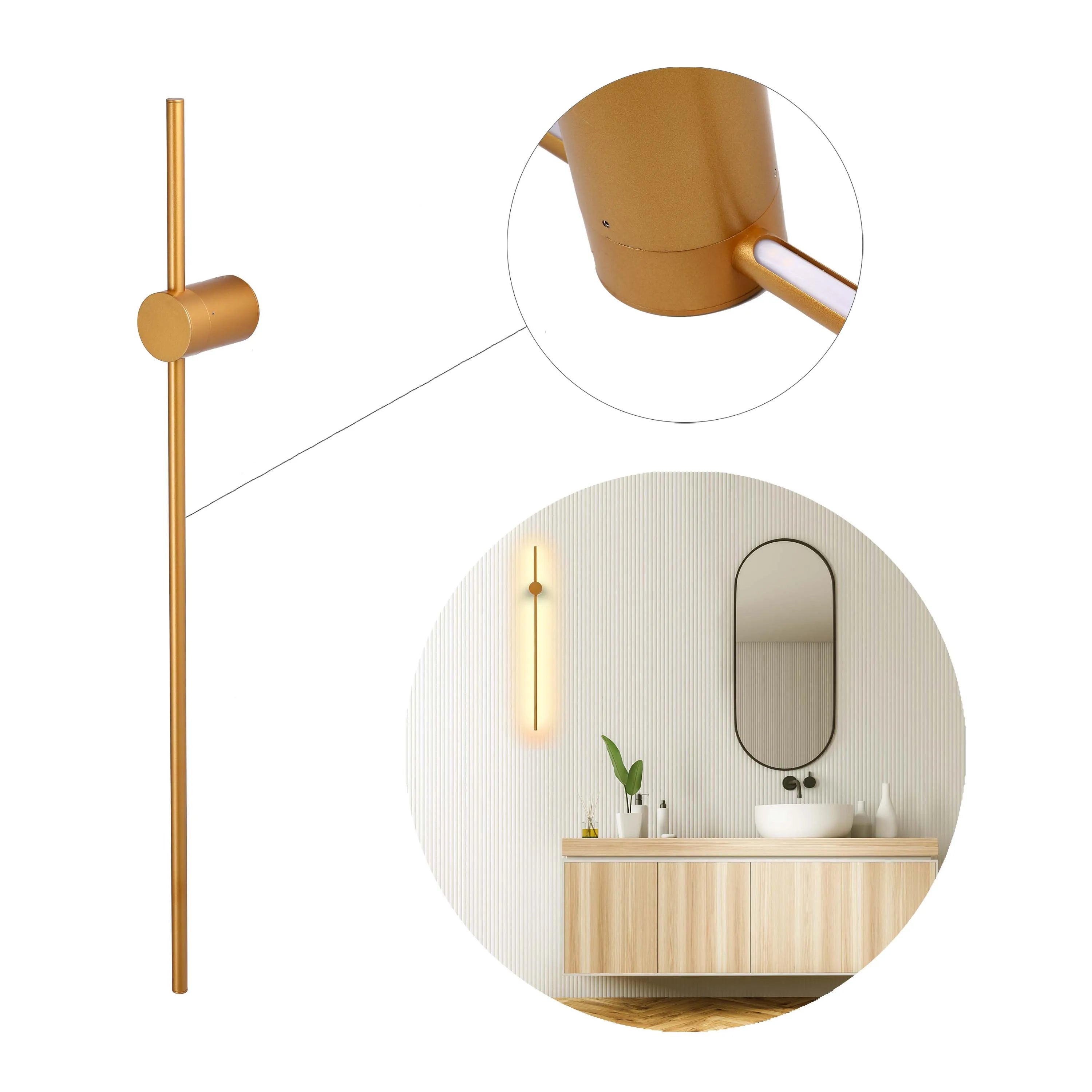 Aplique de Pared Minimalista en Negro o Dorado con LED Integrado