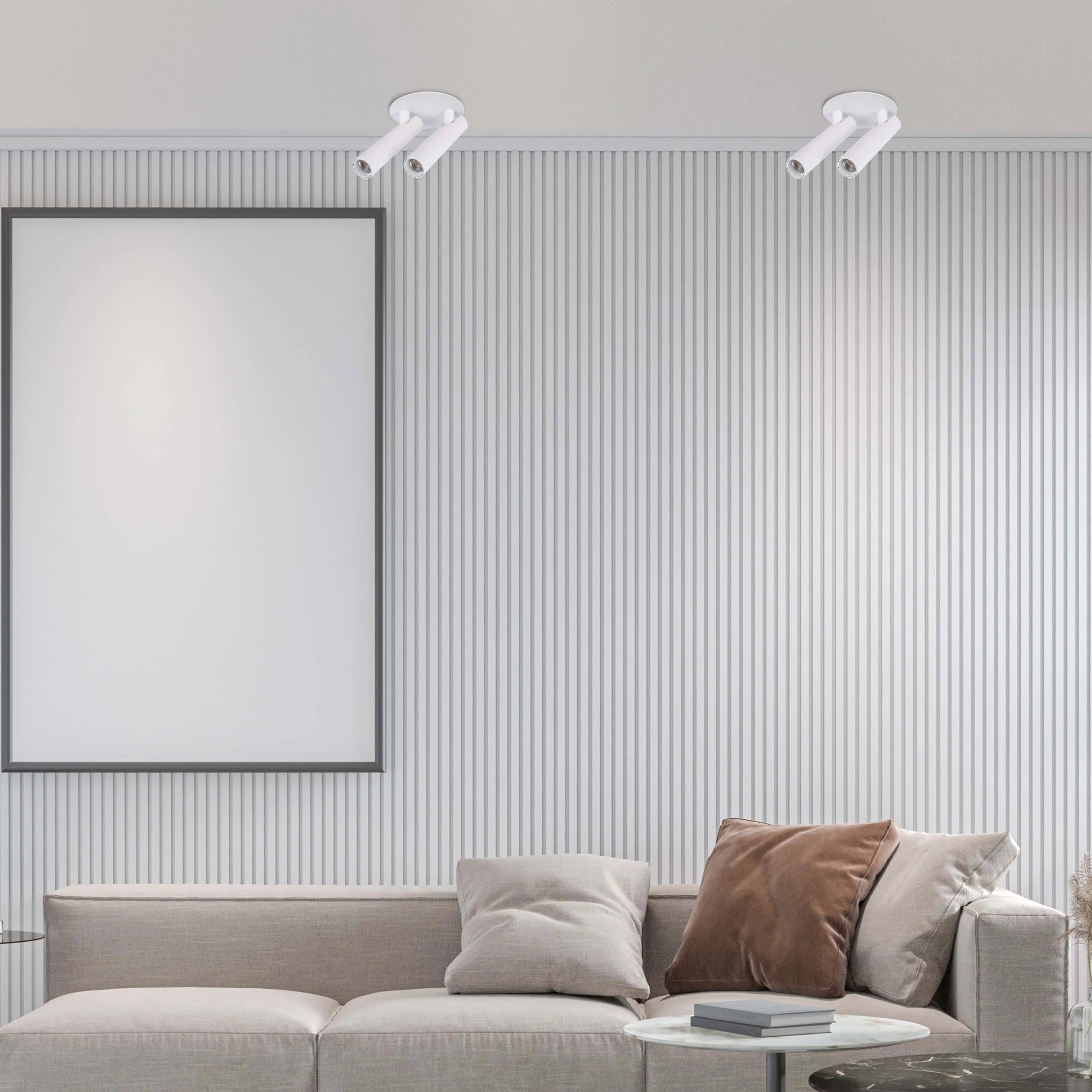 Spotlight moderno en blanco y negro de 2 luces