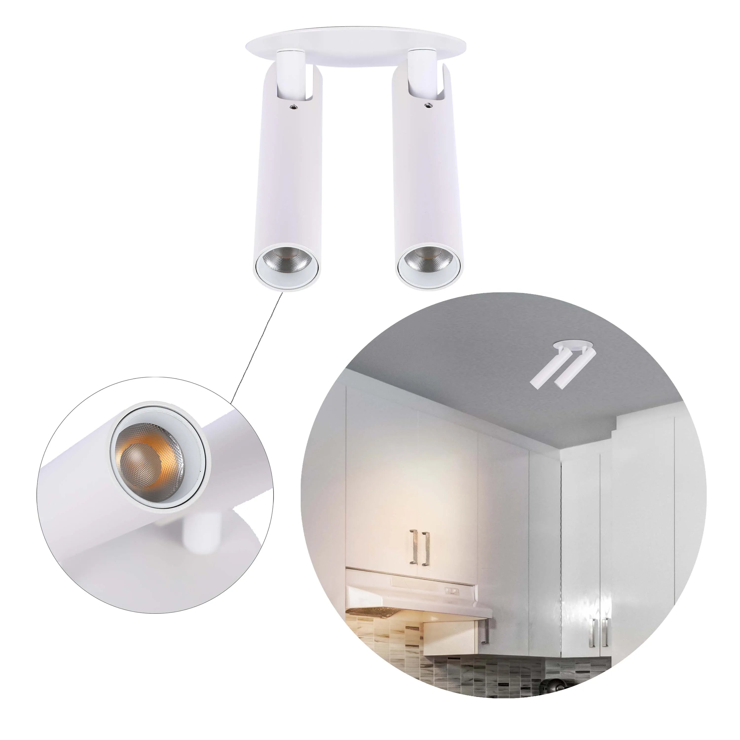 Spotlight moderno en blanco y negro de 2 luces
