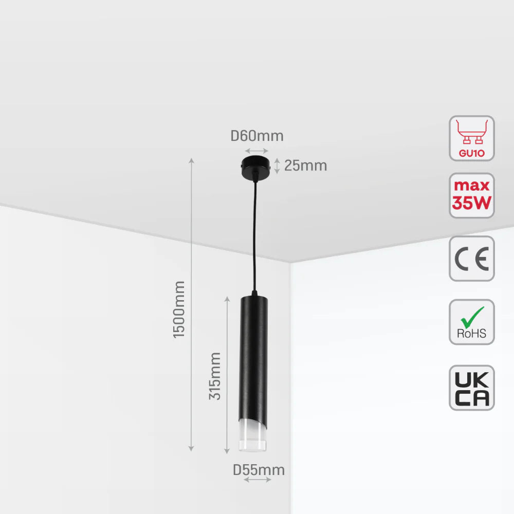 Modern Cylinder Pendant Downlight with PMMA Diffuser GU10, Pendant Downlight, TEKLED 10