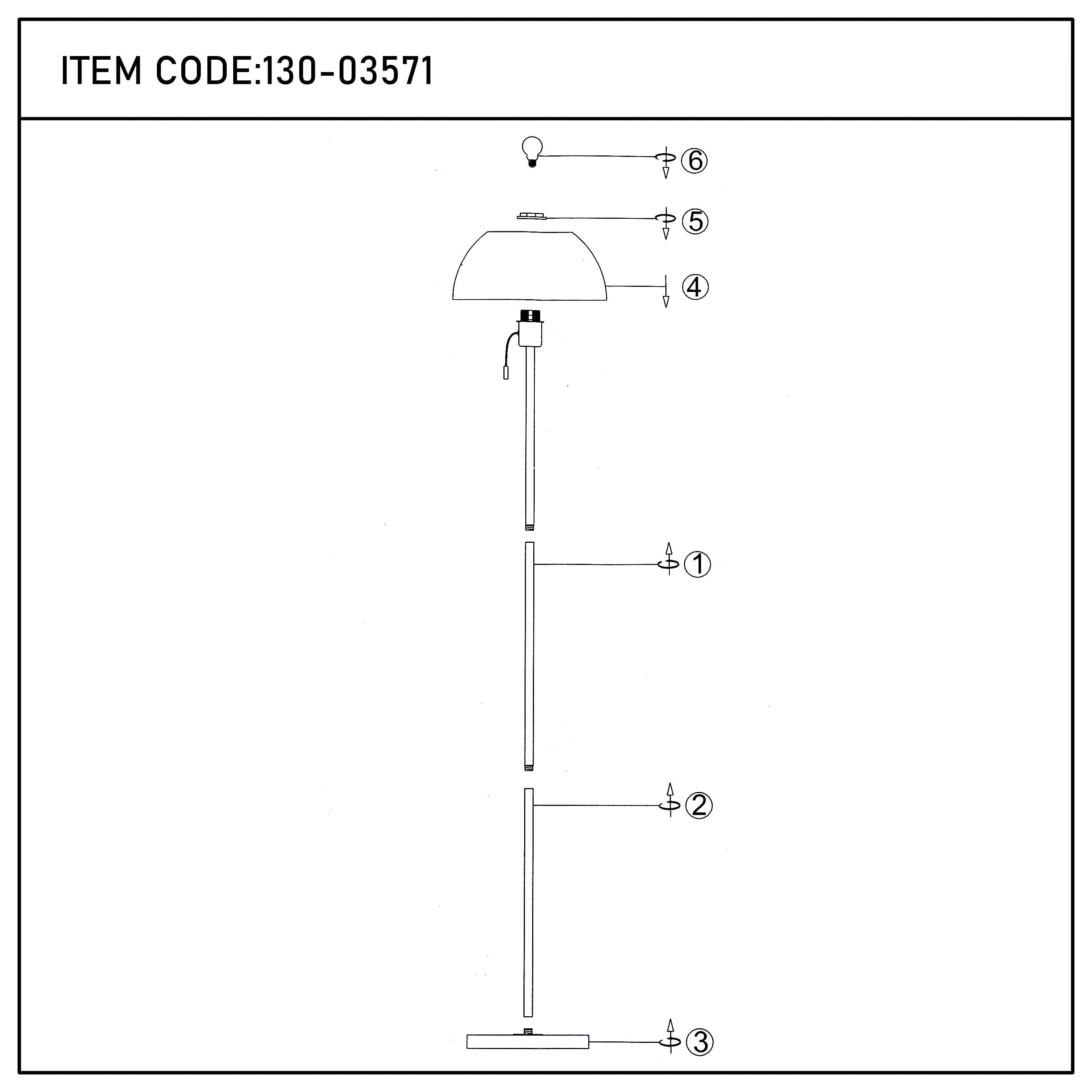 Lámpara de pie moderna tipo cúpula – Portalámparas E27, altura 1440 mm, interruptor de cadena tira
