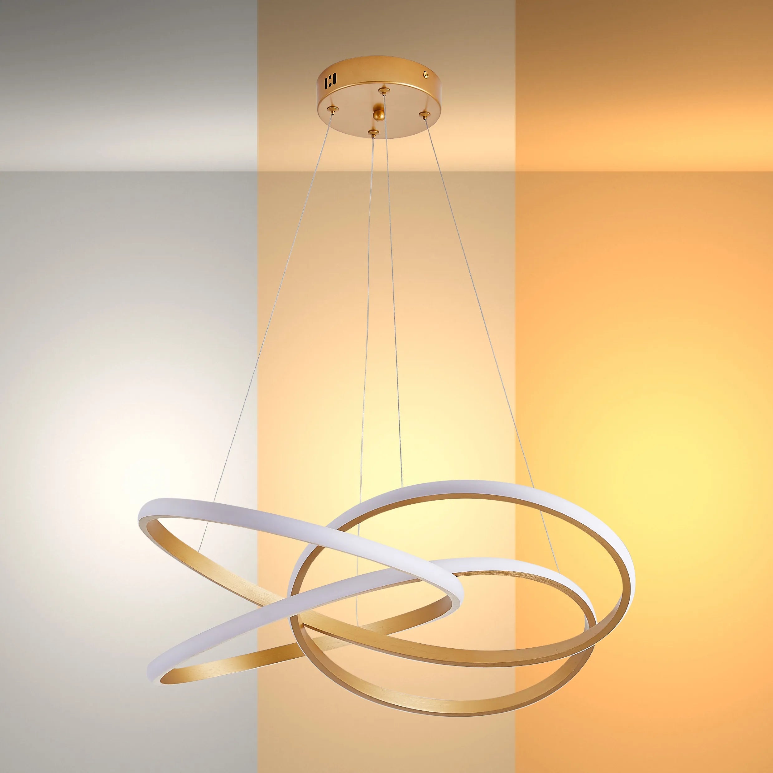 Lámparas colgantes LED modernas – Diseños de aros entrelazados, ondulados y escalonados