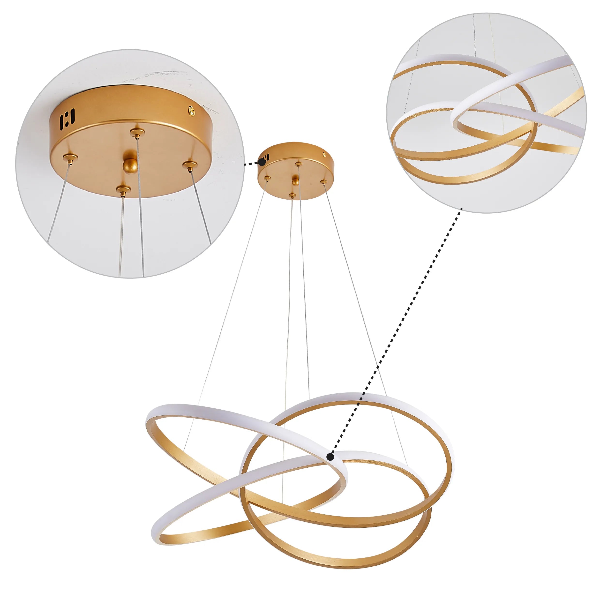 Lámparas colgantes LED modernas – Diseños de aros entrelazados, ondulados y escalonados
