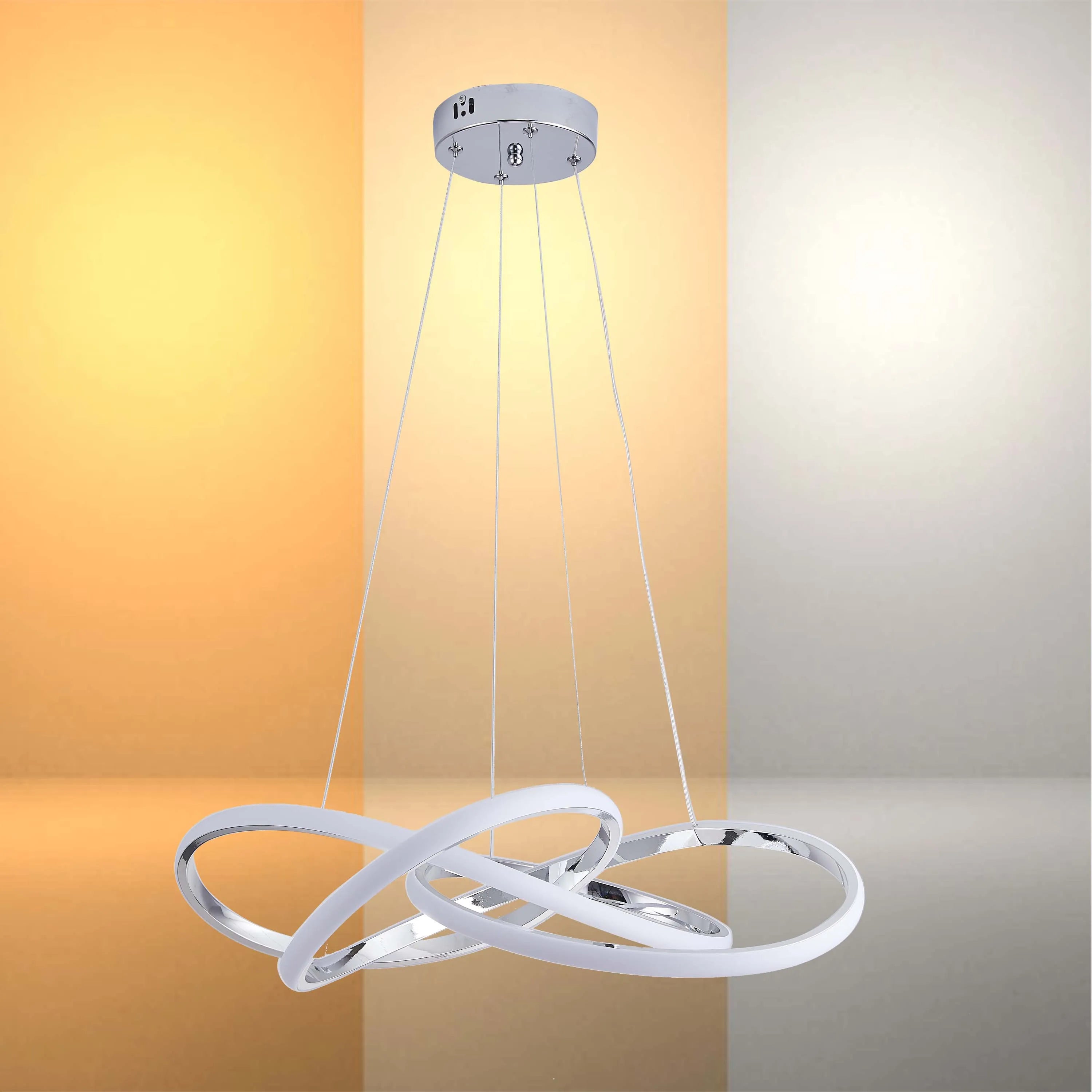 Lámparas colgantes LED modernas – Diseños de aros entrelazados, ondulados y escalonados