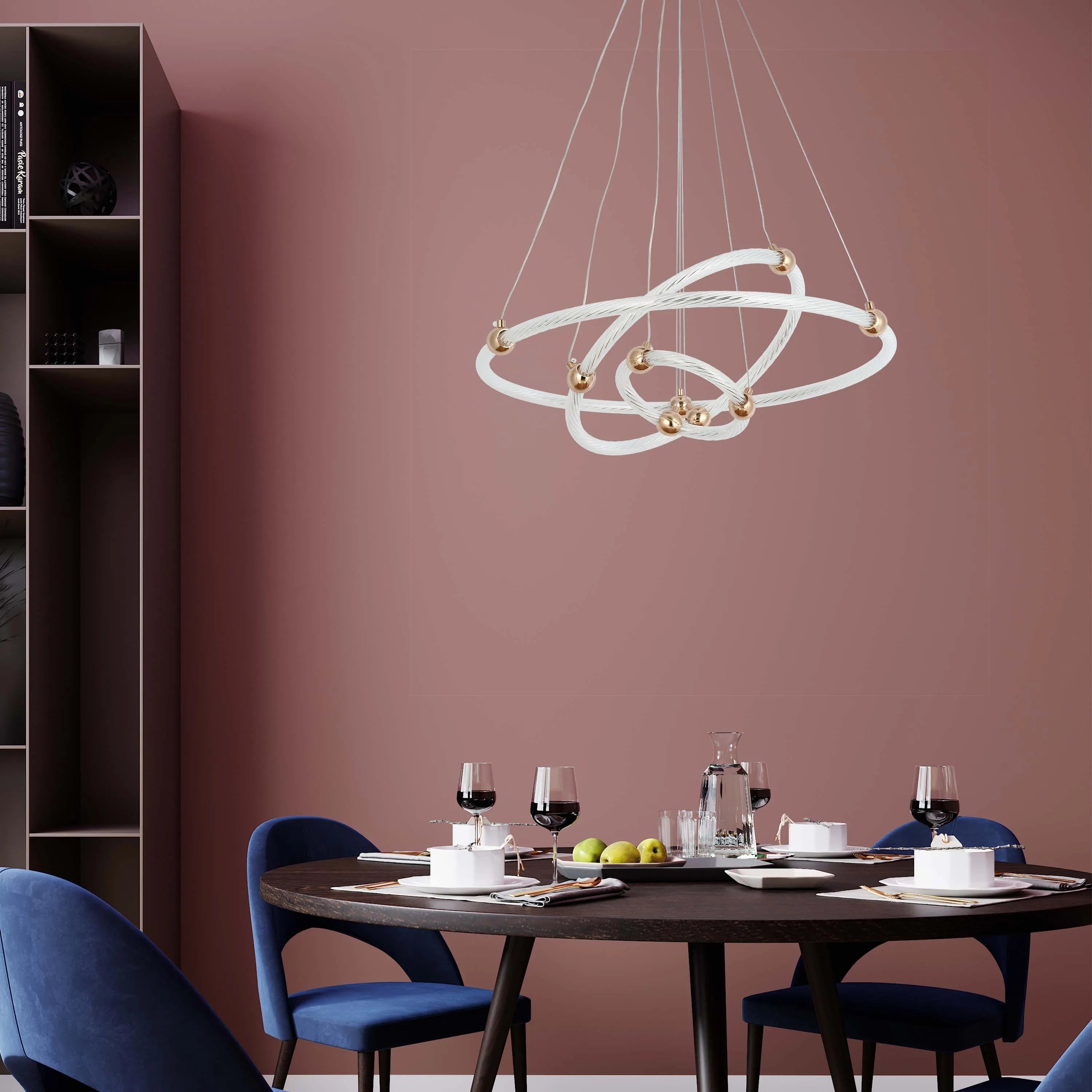 Lámparas colgantes LED modernas – Diseños de aros entrelazados, ondulados y escalonados