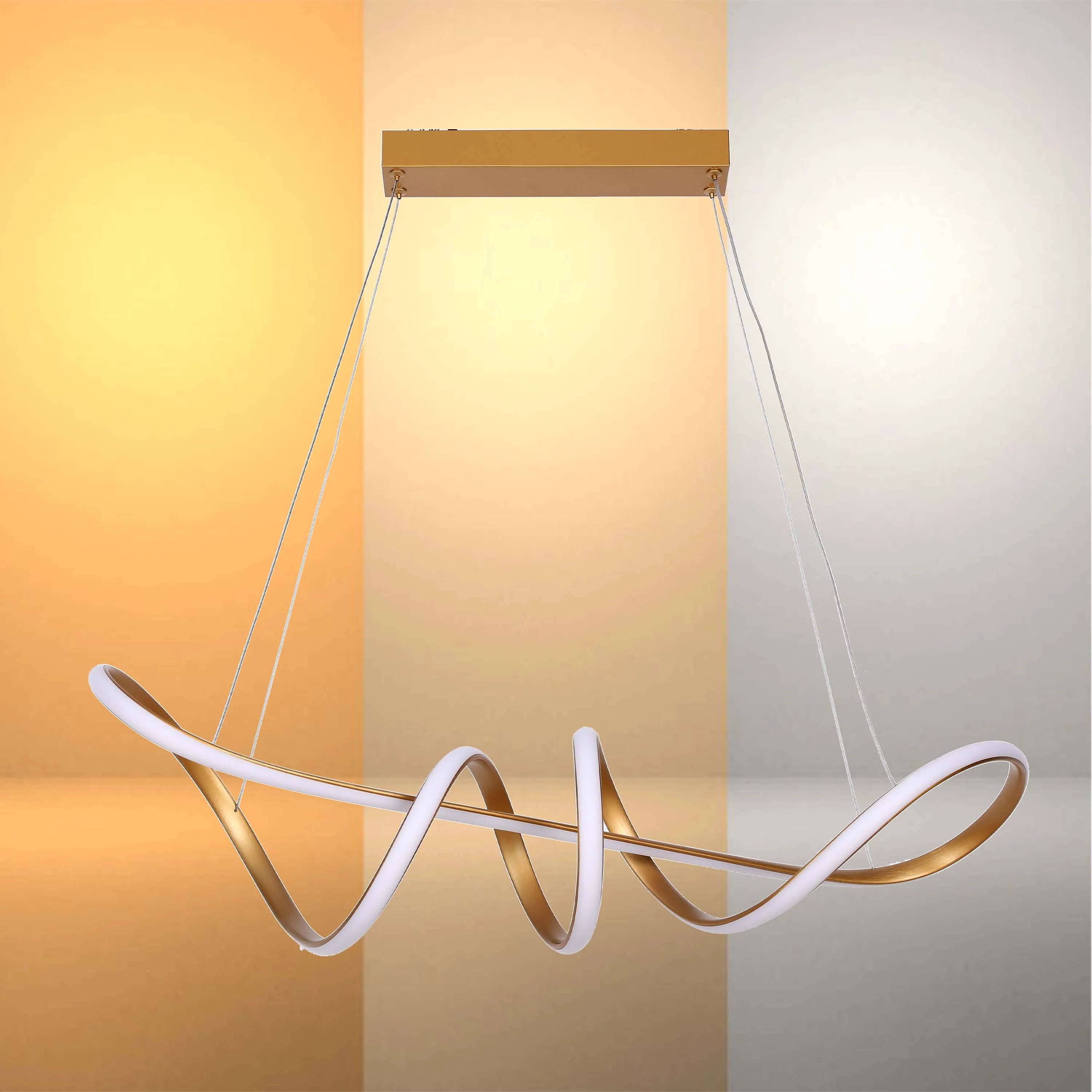 Lámparas colgantes LED modernas – Diseños de aros entrelazados, ondulados y escalonados