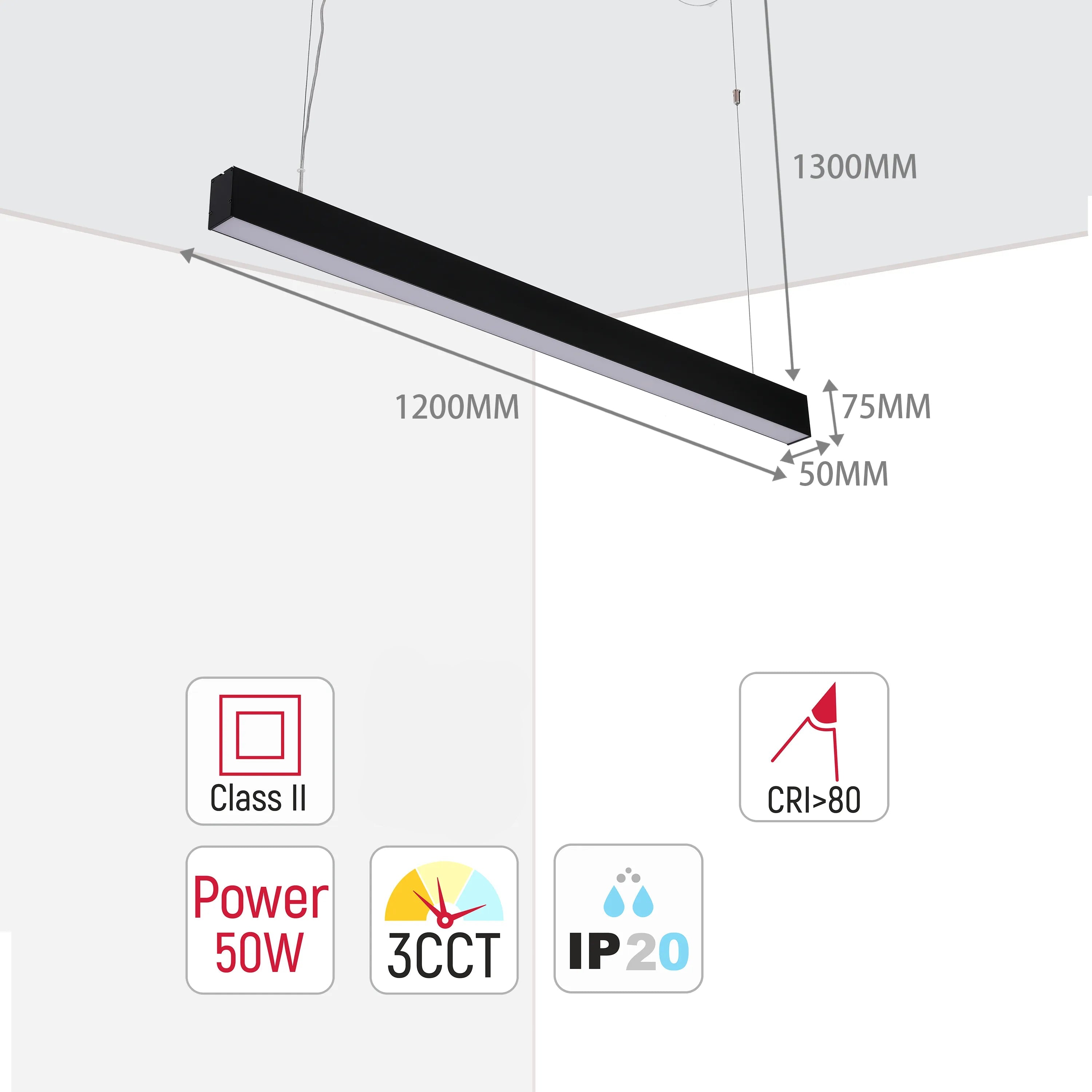 "Lámpara Colgante Lineal LED Moderna - 1200 mm