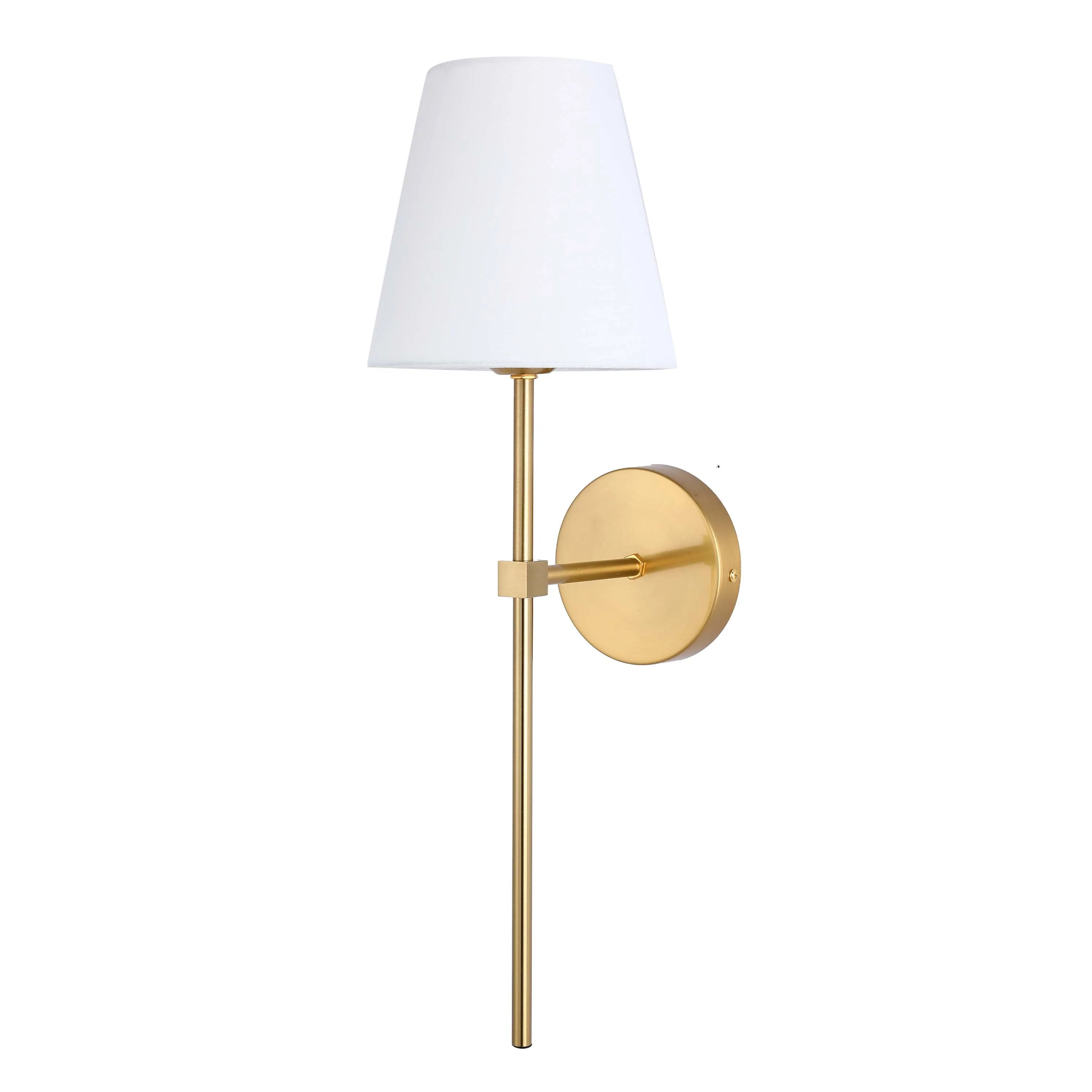 Lámpara de pared moderna con pantalla de tela blanca – Base E27, 540 mm de altura, regulable