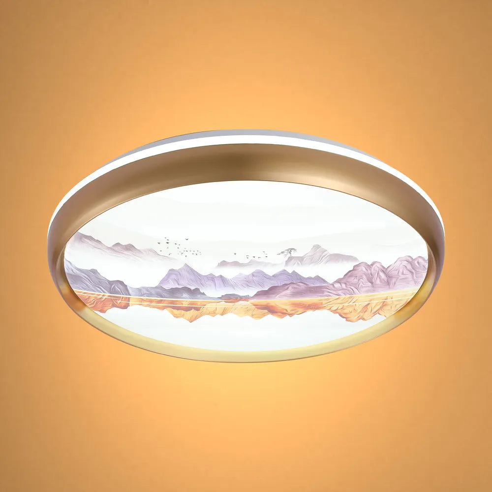 Lámpara de Techo Empotrada TEKLED Mountain Glow Artística con Borde Dorado, 24W LED-Título Predeterminado-165-160350
