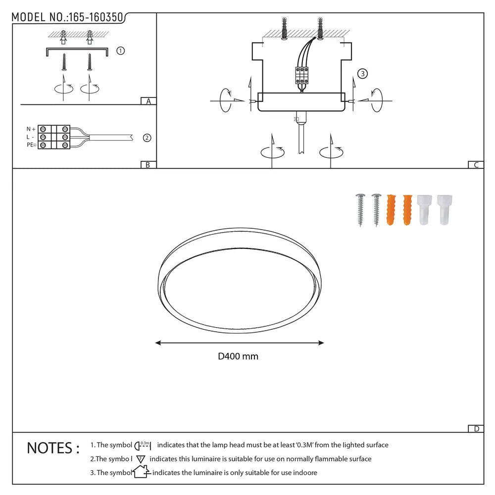 Manual de usuario para Lámpara de Techo Empotrada Artística Mountain Glow con Borde Dorado, LED de 24W-165-160350