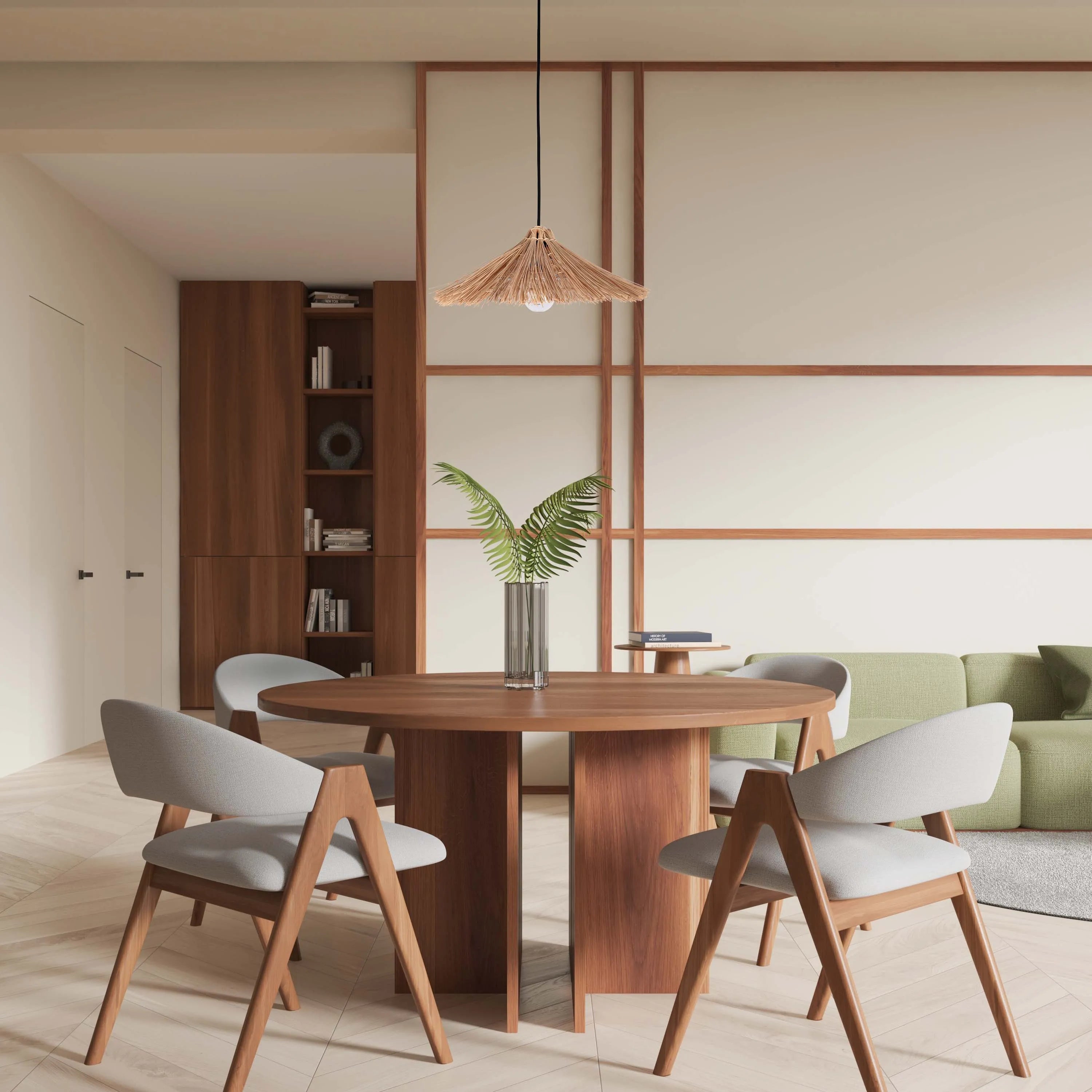 Lámpara Colgante Parasol de Bambú Natural con Portalámparas E27 y Cable Negro