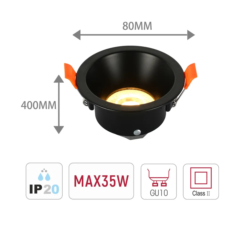 Tamaño y especificaciones técnicas del Downlight Empotrado Fijo de Baja Deslumbramiento Nebula GU10-143-03996