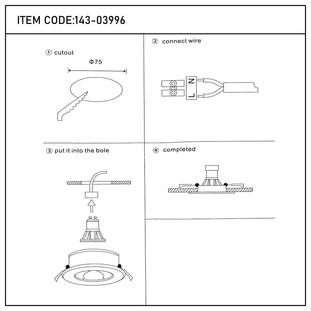 Manual de usuario para Downlight Empotrado de Bajo Deslumbramiento Nebula GU10 Fijo-143-03996