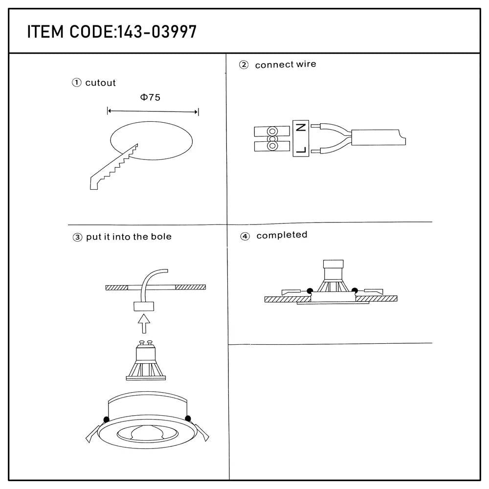 Manual de usuario para Downlight Empotrado Fijo GU10 de Baja Deslumbramiento Nebula-143-03997