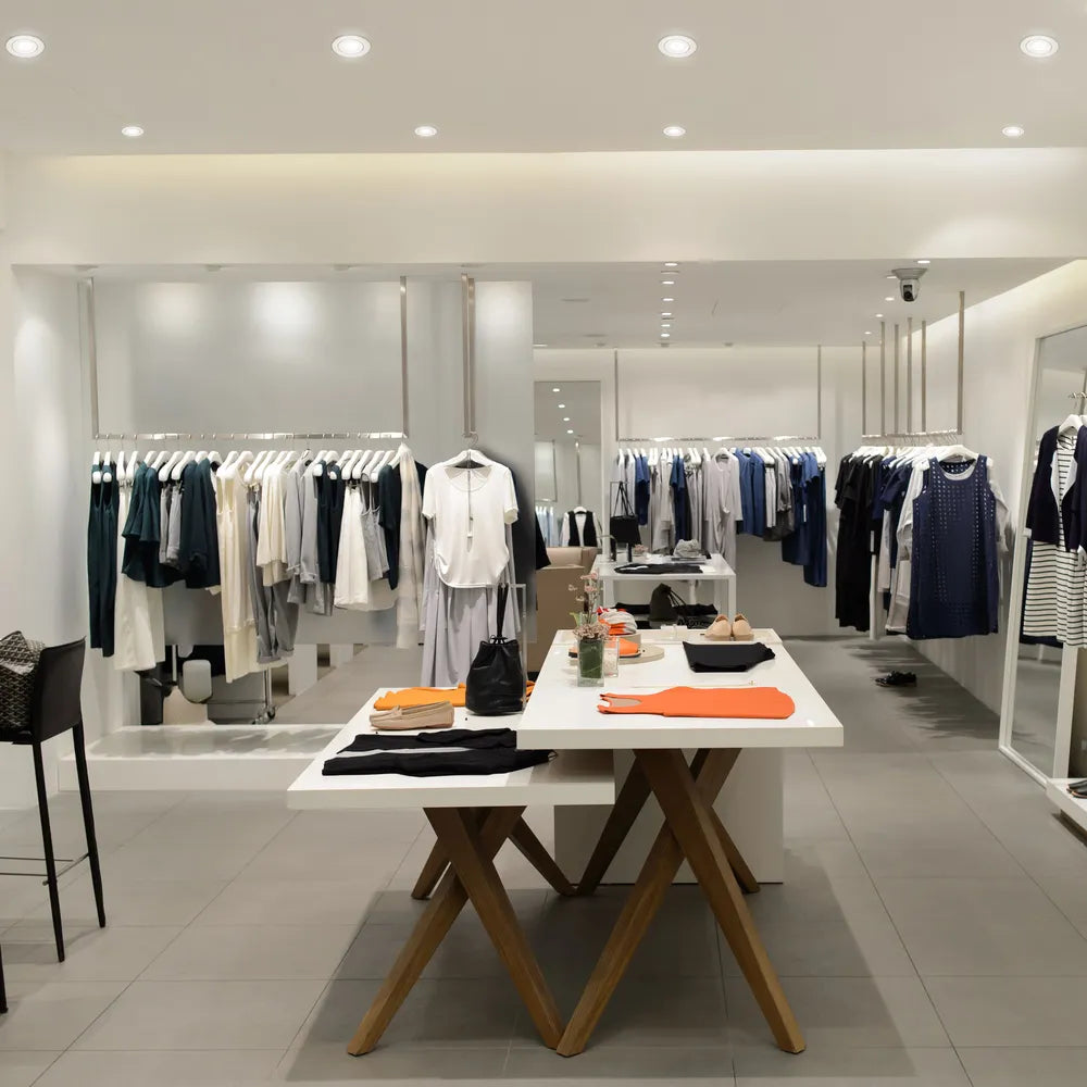 Foco downlight GU10 elegante iluminando una sala de estar moderna con decoración minimalista, añadiendo un toque contemporáneo al ambiente.143-03999