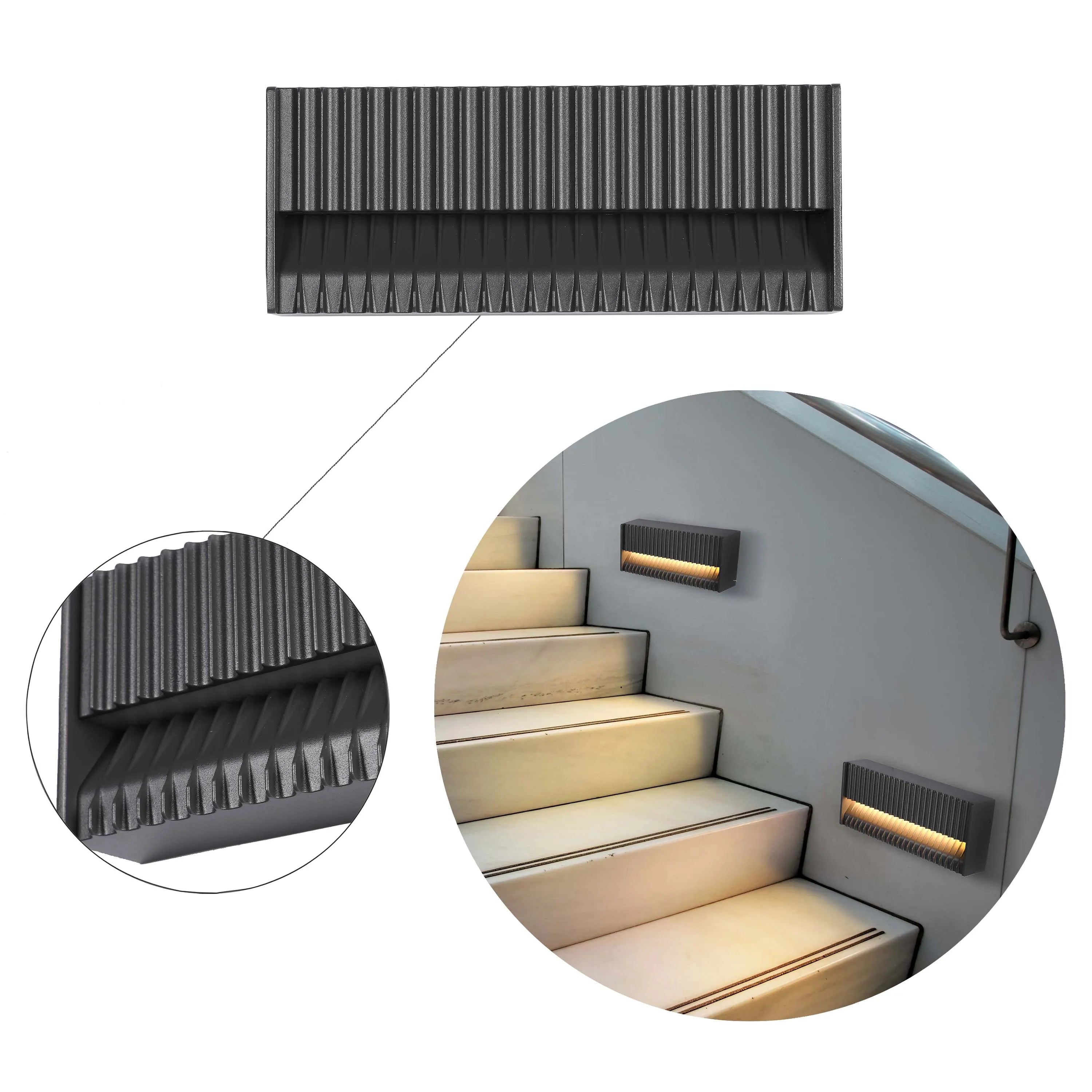 Lámpara de pared rectangular para exterior con protección IP65