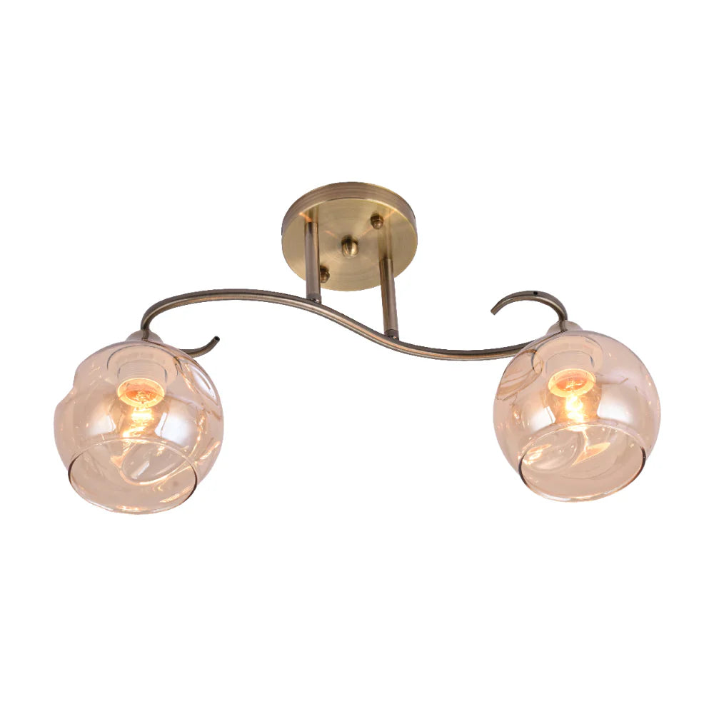 Main image of S-Curve Antique Brass and Dimpled Amber Globe Light | TEKLED 159-17998