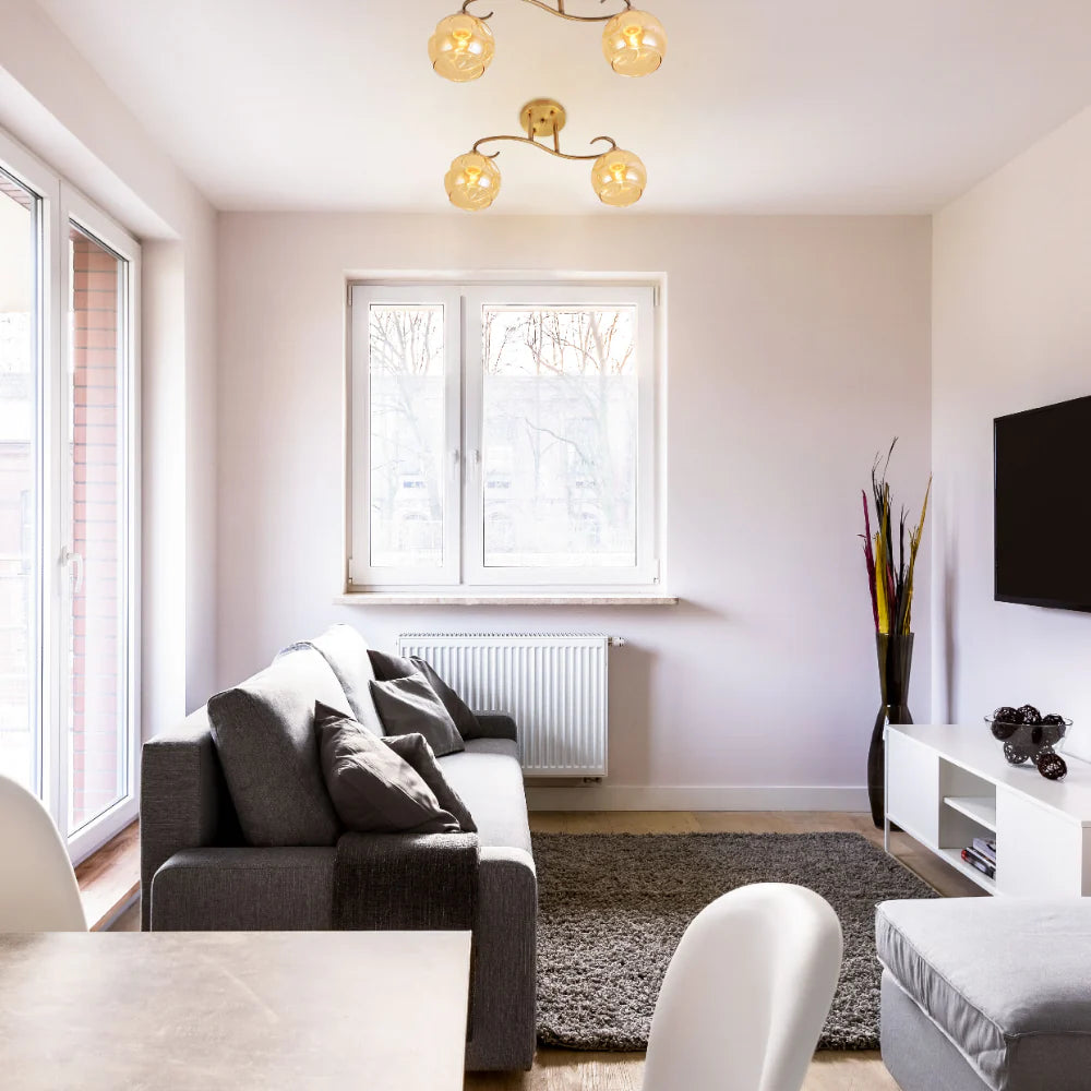 Interior use of S-Curve Antique Brass and Dimpled Amber Globe Light | TEKLED 159-17998