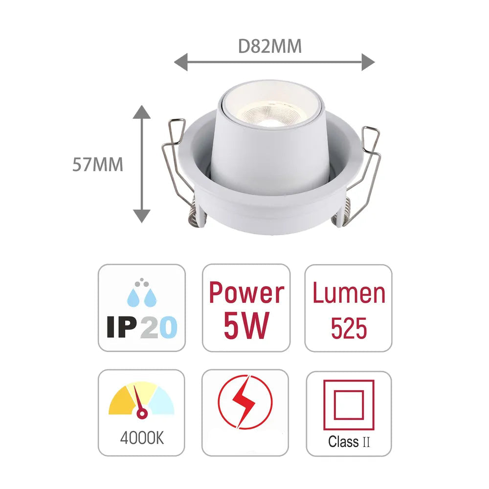 Tamaño y especificaciones técnicas del Downlight LED empotrado de cardán ajustable Sentinel-143-03409