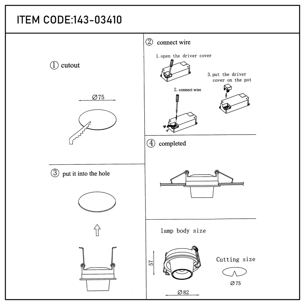 Manual del usuario para Downlight LED empotrado con cardán ajustable Sentinel-143-03410