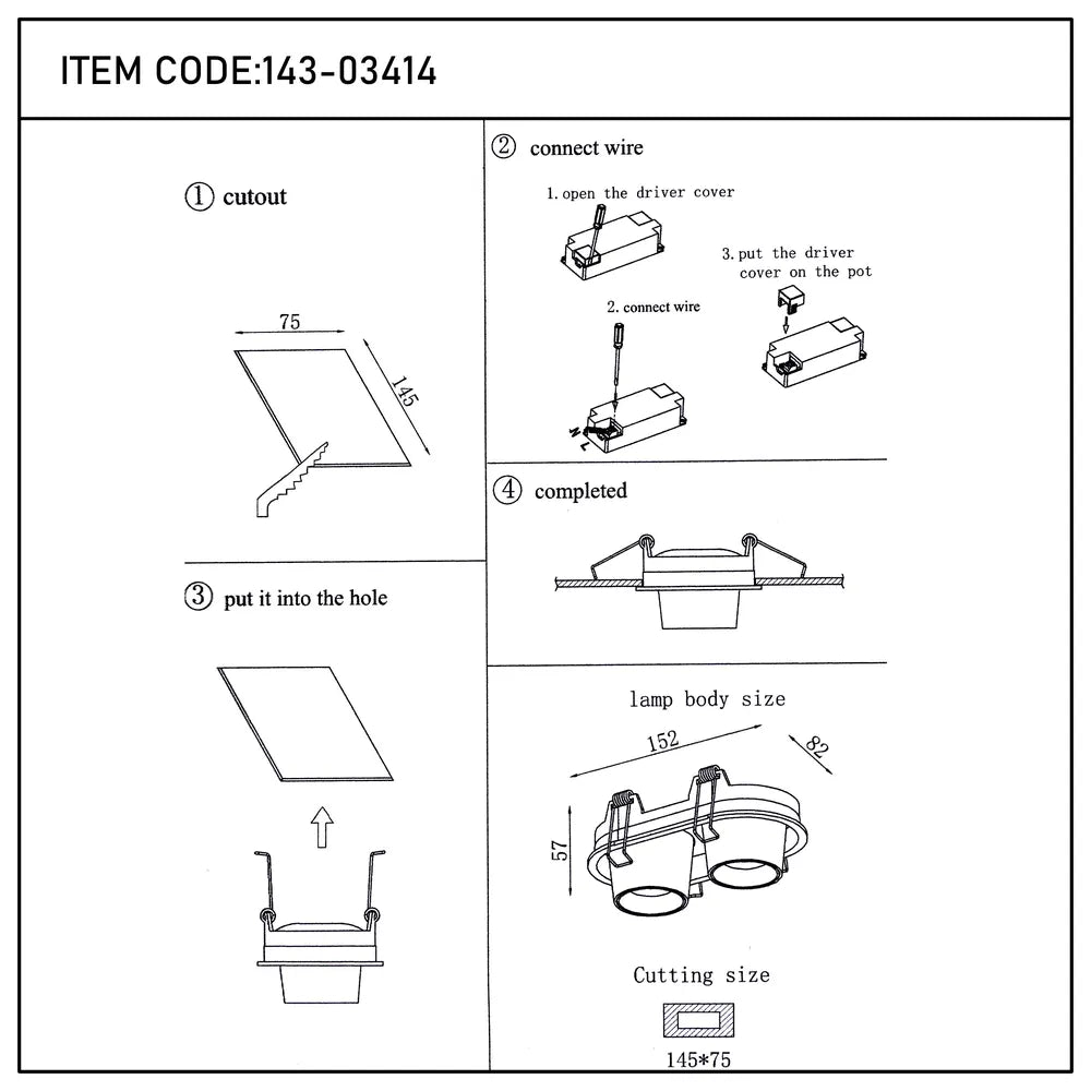 Manual del usuario para Downlight LED empotrado con cardán ajustable Sentinel-143-03414
