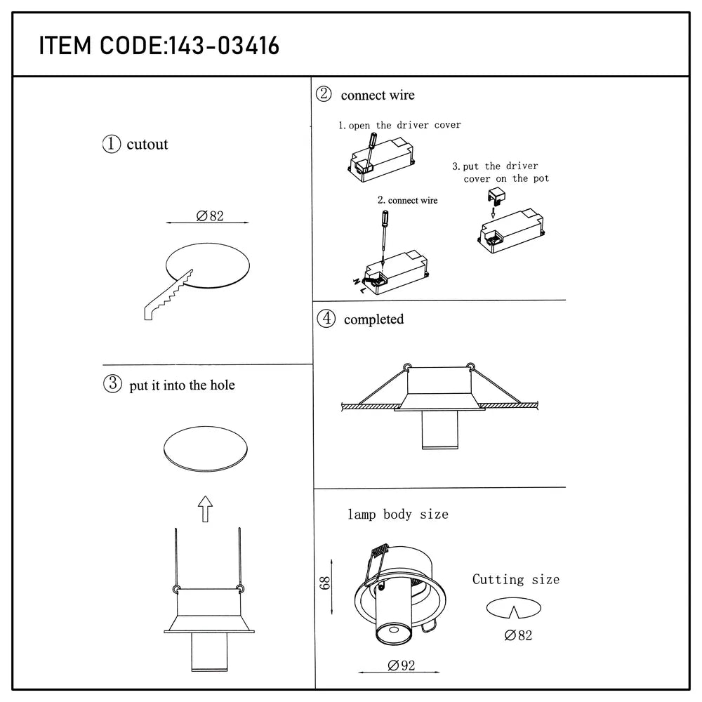 Manual del usuario para el Downlight LED Empotrado de Gimbal Ajustable Compacto Sentinel-143-03416
