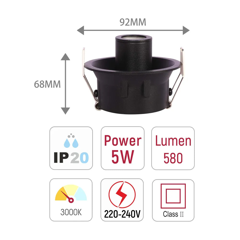 Tamaño y especificaciones técnicas del Downlight LED empotrado Sentinel Compact Adjustable Gimbal-143-03420