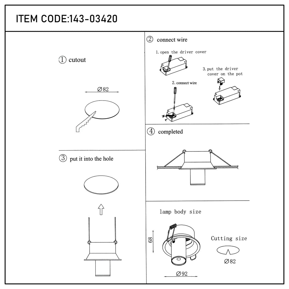 Manual de usuario para el Downlight LED empotrado regulable con cardán compacto Sentinel-143-03420