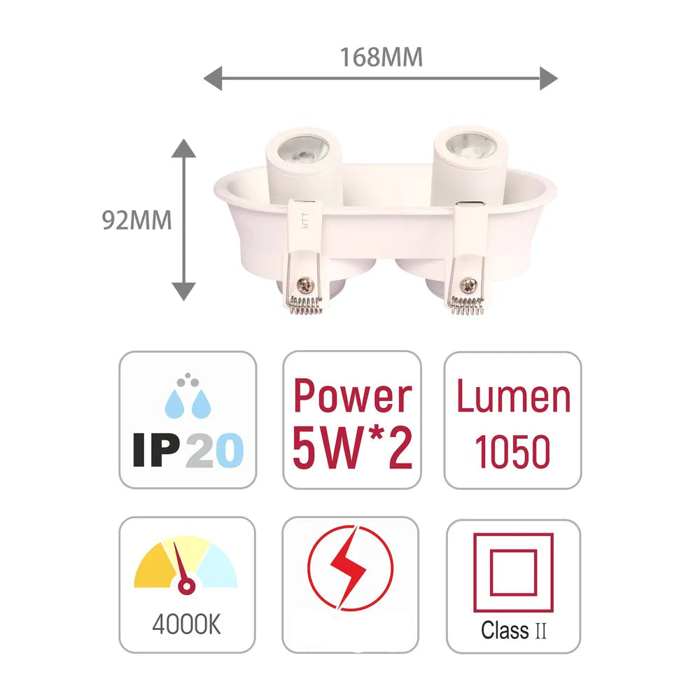 Tamaño y especificaciones técnicas del Downlight LED Empotrado de Gimbal Ajustable Compacto Sentinel-143-03424