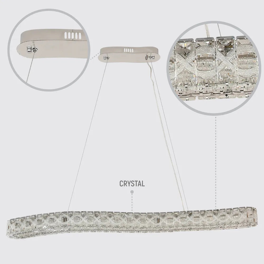 Detalles del Candelabro Colgante LED de Helice de Cristal Serpentina 80W-159-18348