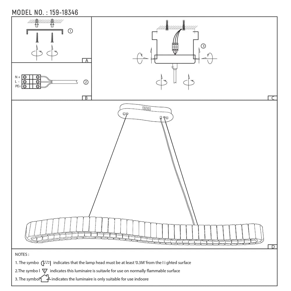 Manual de usuario para el Candelabro LED Colgante con Espiral de Cristal Serpentine 80W-159-18348