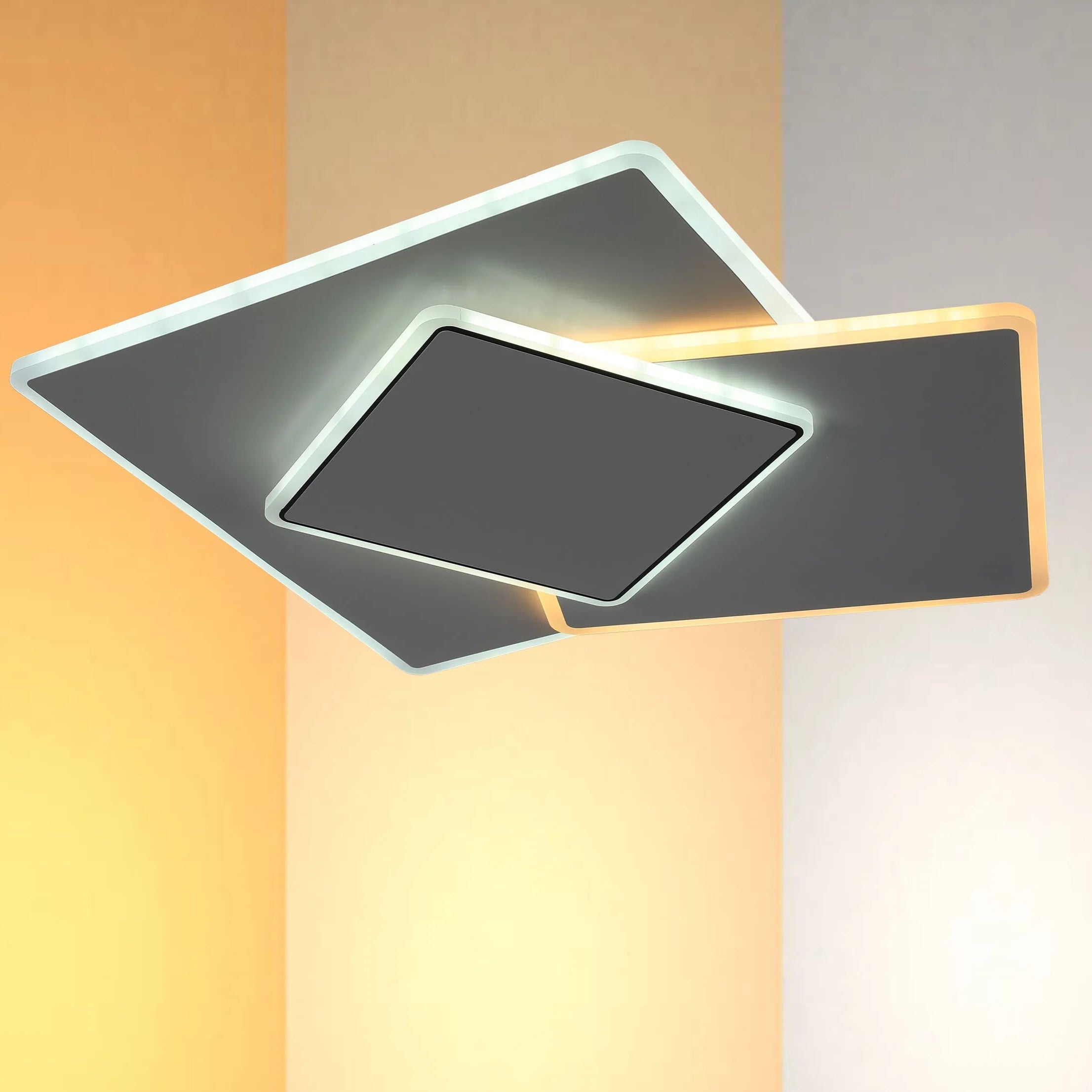 Lámpara de Techo LED Cuadrada Triple Escalonada, CCT, 45W, Montaje a Ras, Lámpara LED de Techo Empotrada, TEKLED