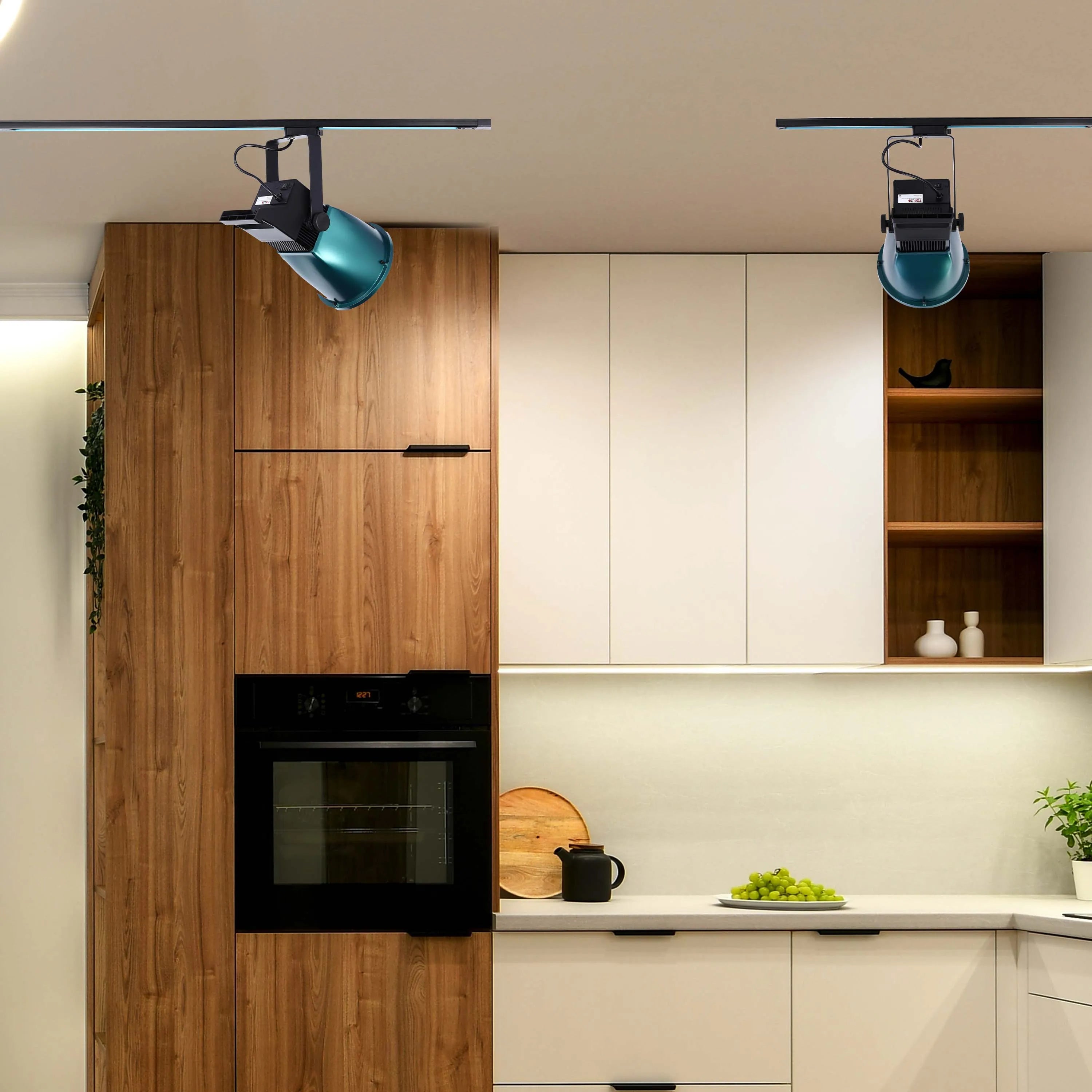 Foco de Carril LED Ajustable con Pantalla en Cúpula Turquesa