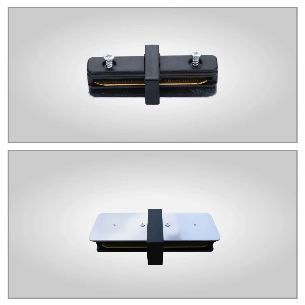 Top and bottom view of I straight L T X Connector for Track for 2 Conductor Tracklight adaptors Black or White | TEKLED 175-15232