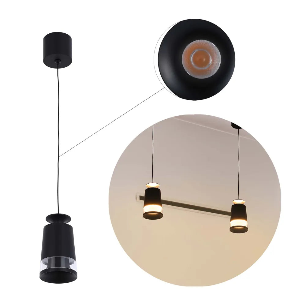 Plano cercano del Downlight Colgante LED Torchlight 10W Acabado Negro, 3000K Blanco Cálido-150-19082