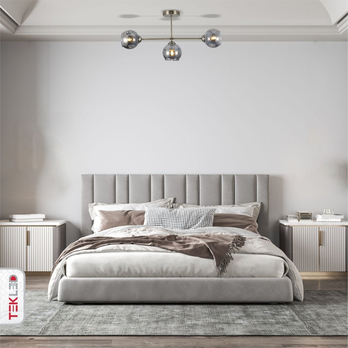 Clear Glass Dome Antique Brass Semi Flush Ceiling Light 3Xe27 in indoor setting bedroom