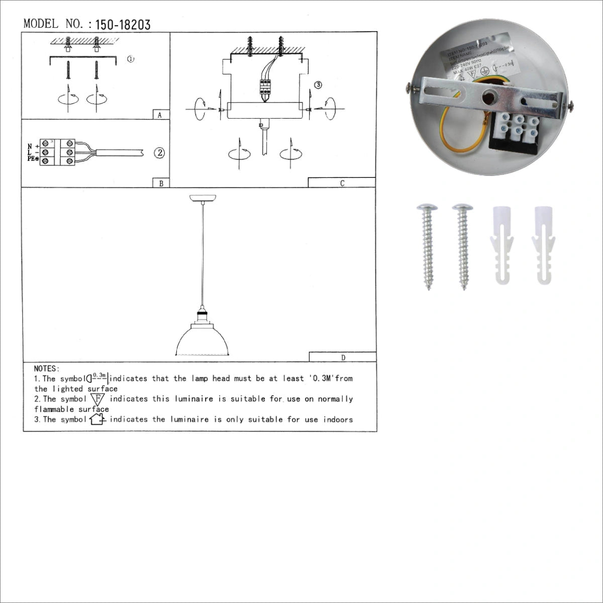 User manual for Brooklyn Vintage Metal Dome Pendant Light Pewter Copper Bronze E27 | TEKLED 150-18203