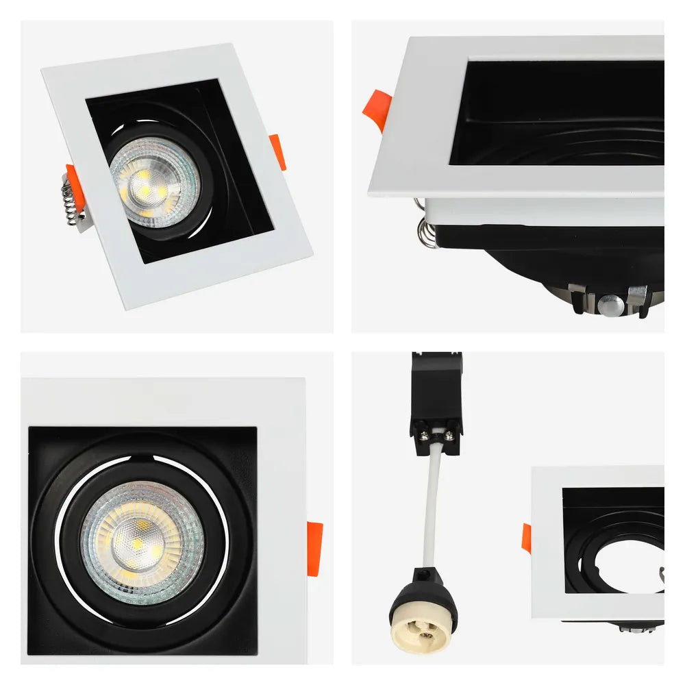 Detalles del Downlight Cuadrado Inclinable GU10 Valiant-143-03440