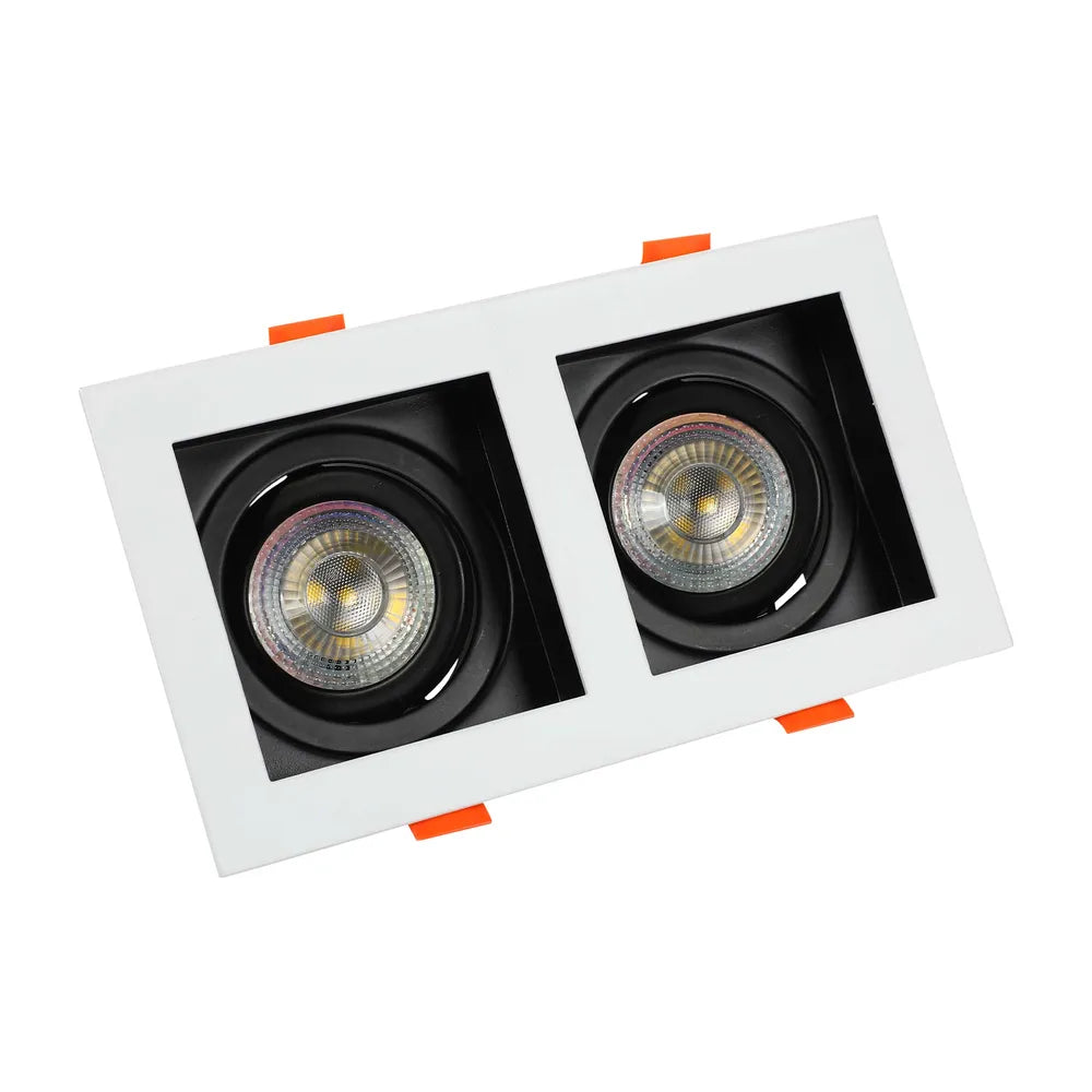 Foco empotrable GU10 TEKLED Valiant, cuadrado e inclinable, para dos lámparas GU10-143-03444