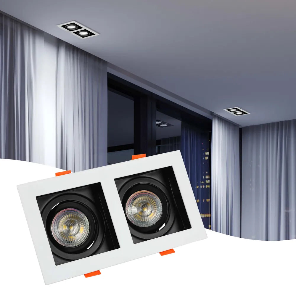 El moderno aparato de iluminación empotrada GU10 mejora una sala de estar elegante con su diseño cuadrado y elegante, perfecto para una decoración minimalista.143-03444