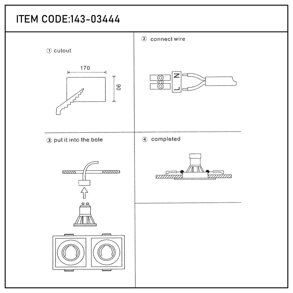 Manual de usuario para el Downlight Cuadrado Inclinable GU10 Valiant-143-03444