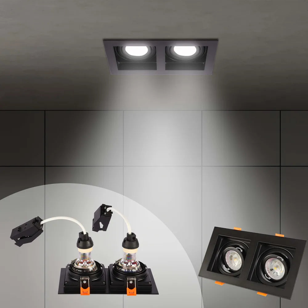 Detalles del Downlight Cuadrado Inclinable GU10 Valiant-143-03446