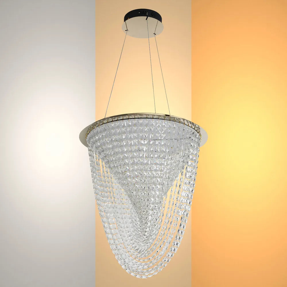 Candelabro de Cristal TEKLED Vortex Cascada de Cristal LED Candelabro 80W Oro--159-18344