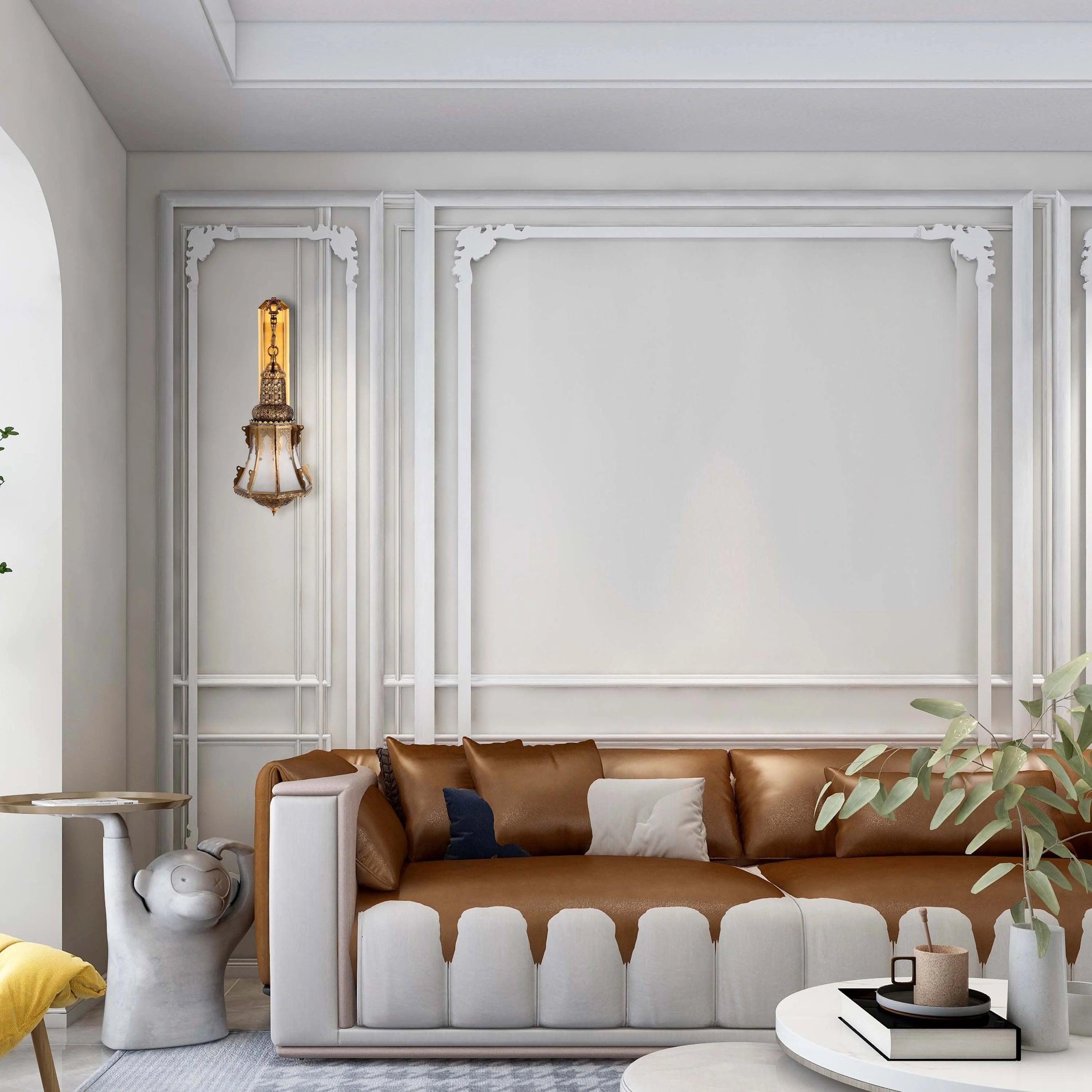 Lámpara de pared de vidrio antiguo con metal decorativo